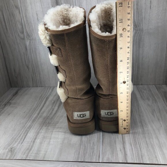 UGG Boots Womens 6 Klea Brown Suede Slip On Winter Shearling Lined - Picture 10 of 10